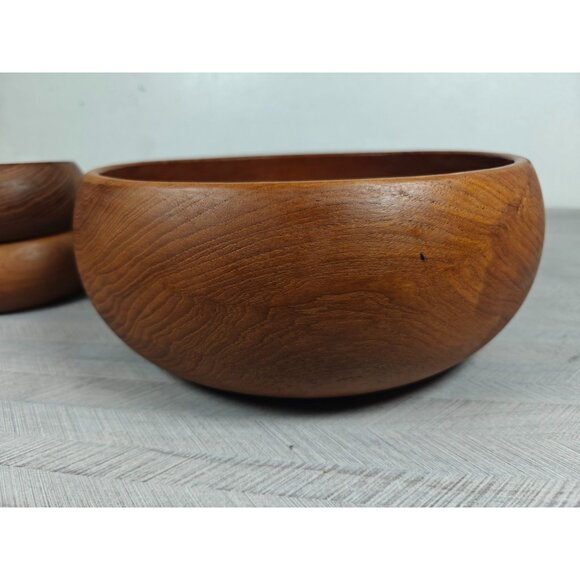 Vintage Dolphin Genuine Teak Wood Salad Bowl Set MCM Retro Wooden Decor - Picture 5 of 10